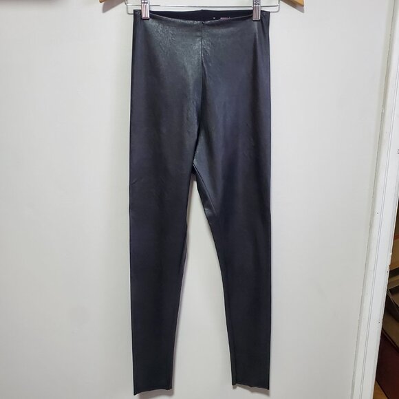 COMMANDO Faux Leather 28" Leggings Textured Slim Stretch Black Women's Medium - Picture 3 of 12